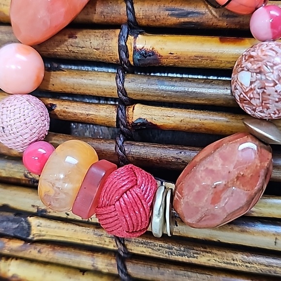 Chico's Coral & Burnt Orange‎ Beads + Baubles Stretch Bracelet - Picture 3 of 8
